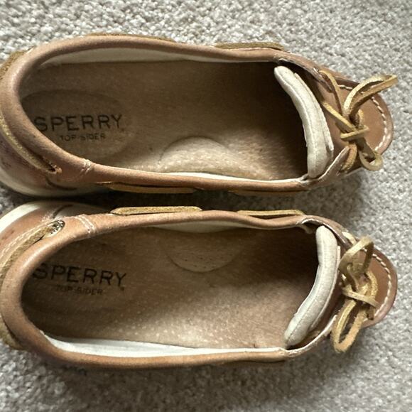 Sperry Angelfish Top Sider Metallic Leather & Linen Tan Boat Shoes Womens 6 - Picture 13 of 13